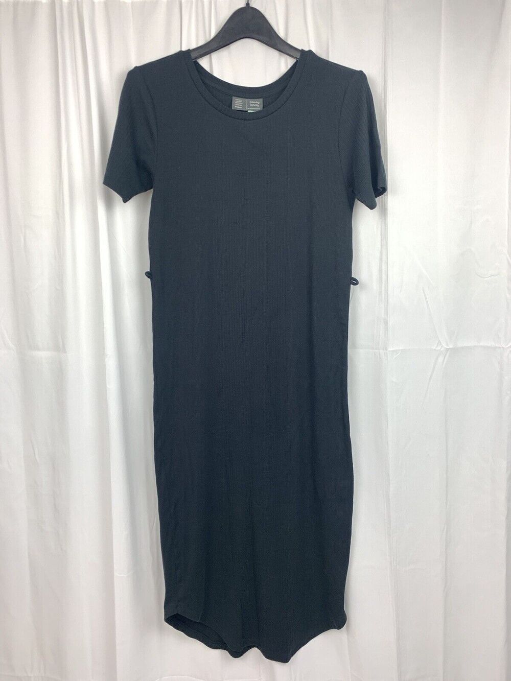 Anthropologie Saturday Sunday Addy Black Ribbed Midi Tee Dress Medium